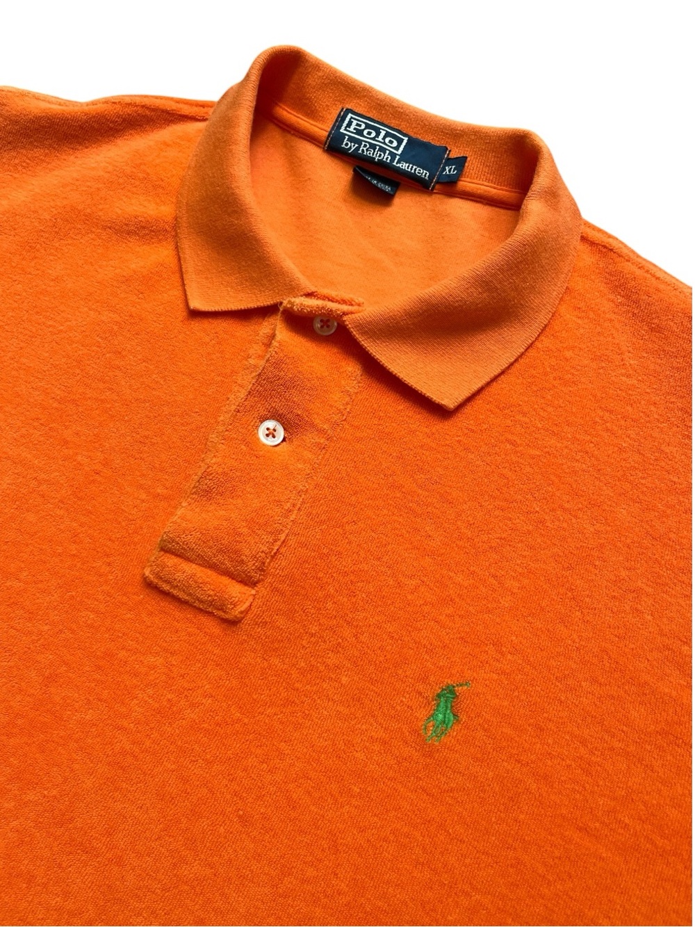 Polo Ralph Lauren Orange Terry Polo Shirt Mens XL 100% Cotton Pony Logo